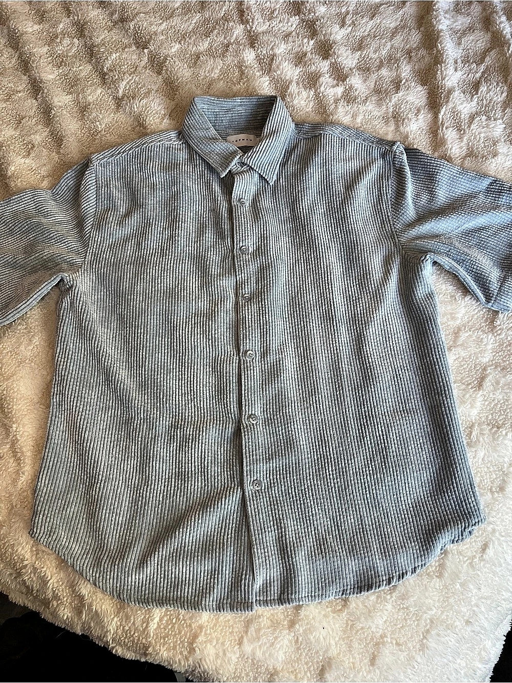 TOPMAN Button Down Striped Shirt in Gray Size Small Like New Mens